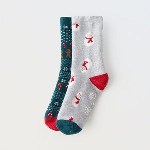ZARA BABY TWO-PACK OF SNOWMAN SOCKS Size 6-12 months